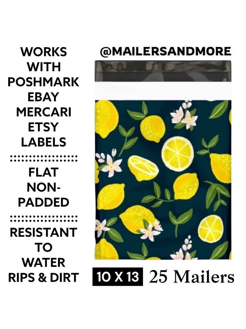 25 10X13 Poly Mailers Lemon and Blossoms Shipping Envelopes Bags PRICE IS FIRM - Picture 4 of 15